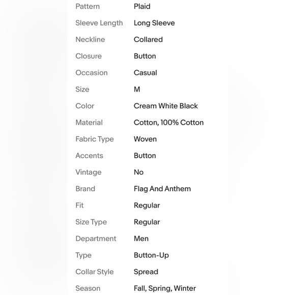 Flag & Anthem Mens Flannel Plaid Shirt Button Up Medium Cream White Black - Picture 12 of 12